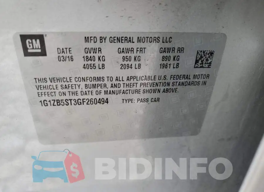 1G1ZB5ST3GF260494 Photo# 12