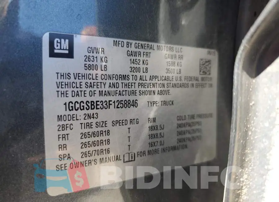 1GCGSBE33F1258846 Photo# 13