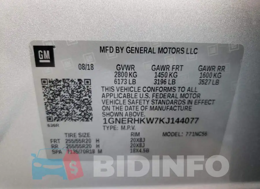 1GNERHKW7KJ144077 Photo# 13
