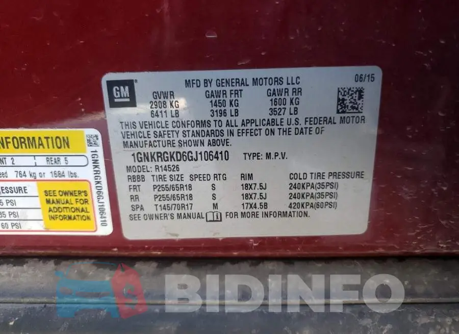 1GNKRGKD6GJ106410 Photo# 13