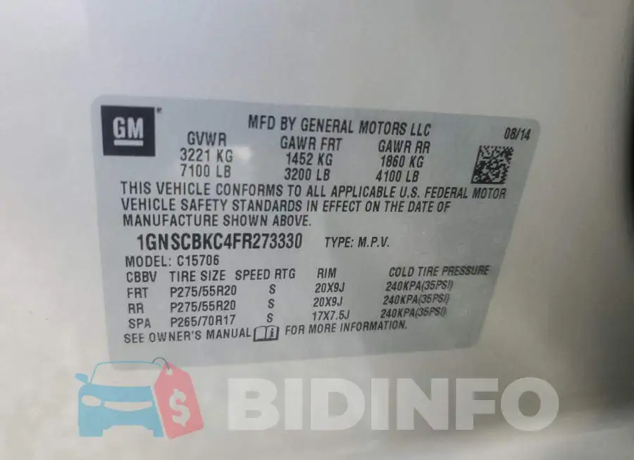 1GNSCBKC4FR273330 Photo# 13
