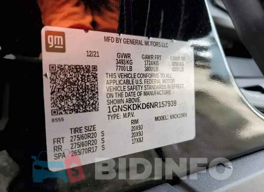 1GNSKDKD6NR157939 Photo# 13