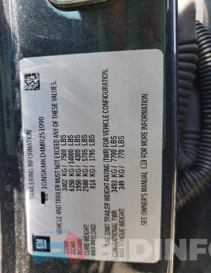 1GNSKMKD4MR251090 Photo# 12