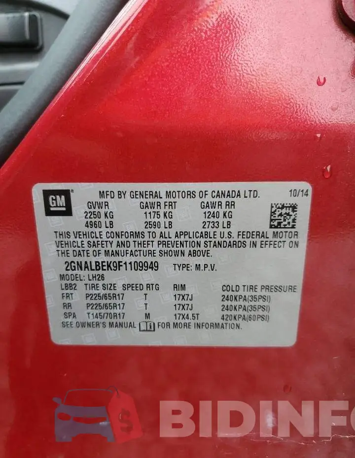 2GNALBEK9F1109949 Photo# 14