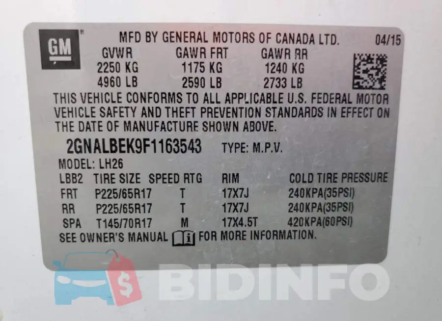 2GNALBEK9F1163543 Photo# 13
