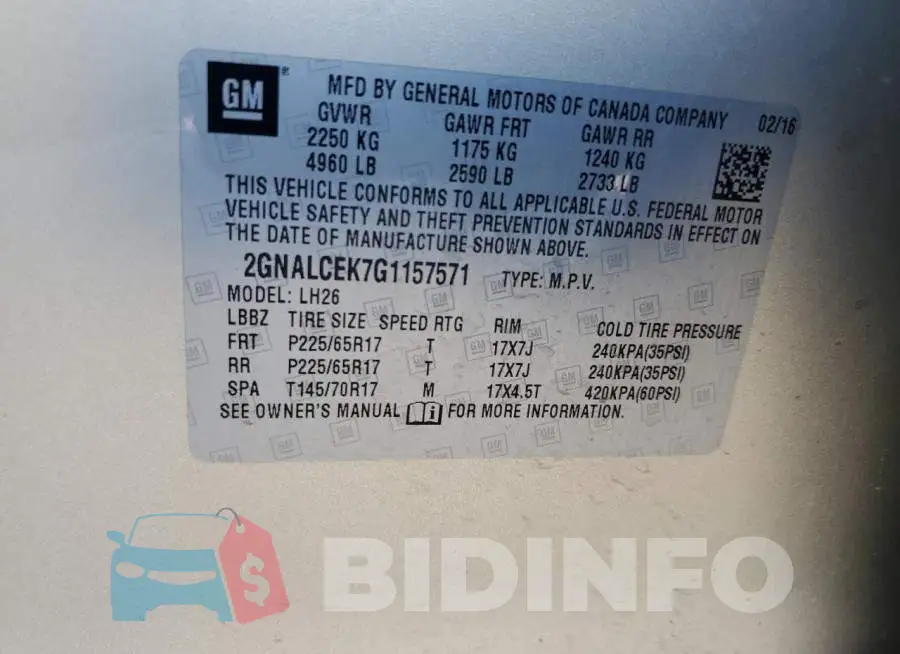 2GNALCEK7G1157571 Photo# 13