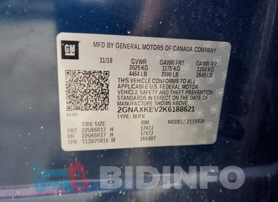 2GNAXKEV2K6188621 Photo# 13