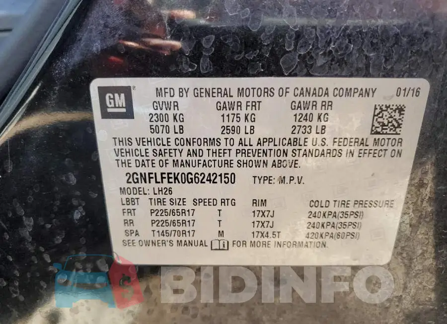 2GNFLFEK0G6242150 Photo# 12
