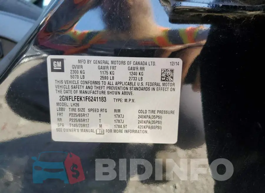 2GNFLFEK1F6241183 Photo# 12