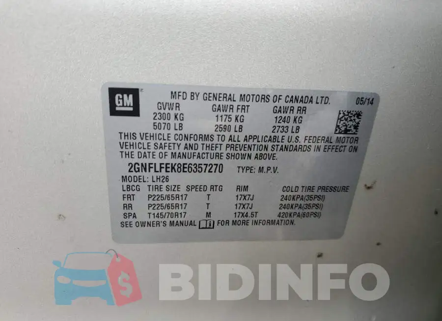 2GNFLFEK8E6357270 Photo# 12