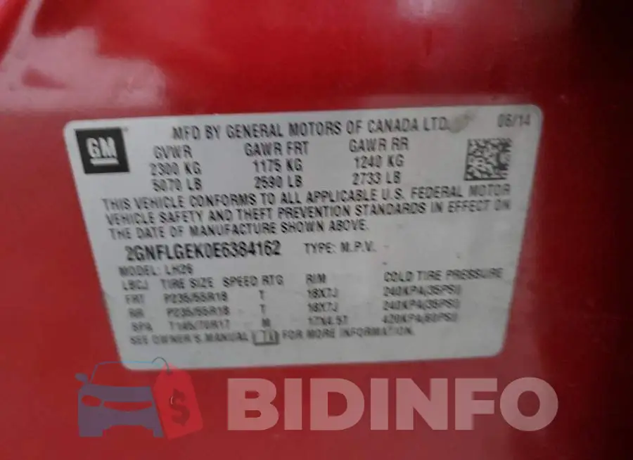 2GNFLGEK0E6384162 Photo# 14
