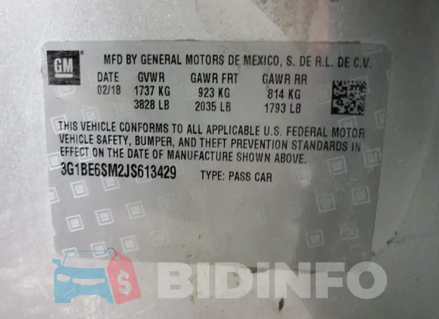 3G1BE6SM2JS613429 Photo# 12