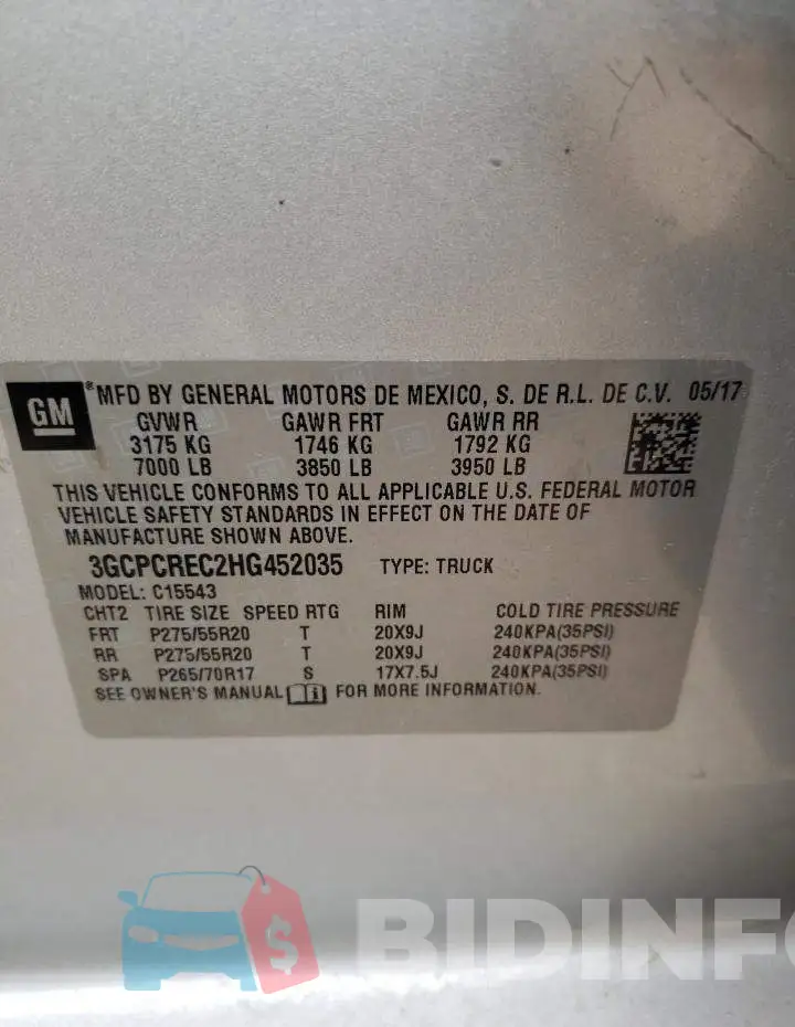 3GCPCREC2HG452035 Photo# 12