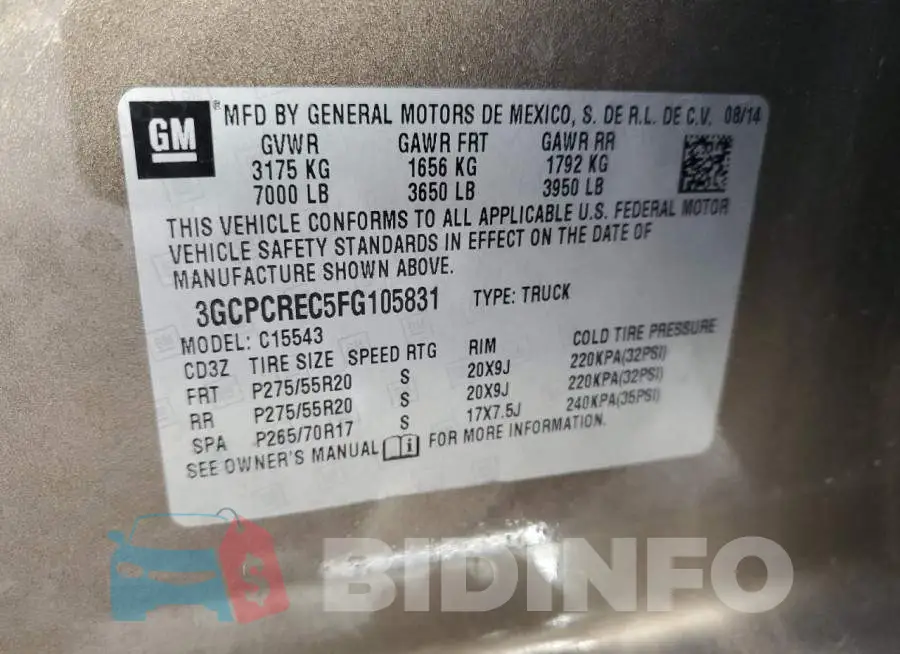 3GCPCREC5FG105831 Photo# 12