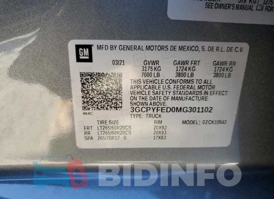 3GCPYFED0MG301102 Photo# 12