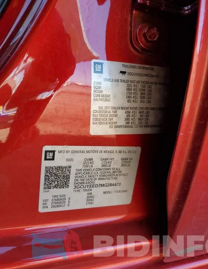 3GCUYEED7MG284473 Photo# 12