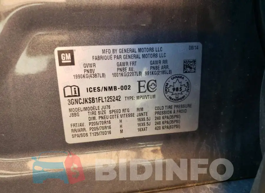 3GNCJKSB1FL125242 Photo# 13