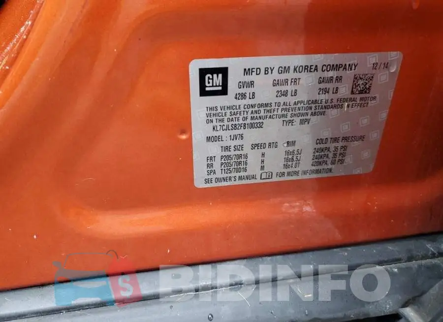 KL7CJLSB2FB100332 Photo# 12