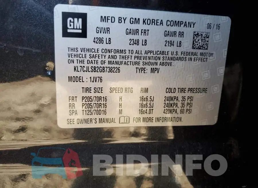 KL7CJLSB2GB738226 Photo# 13