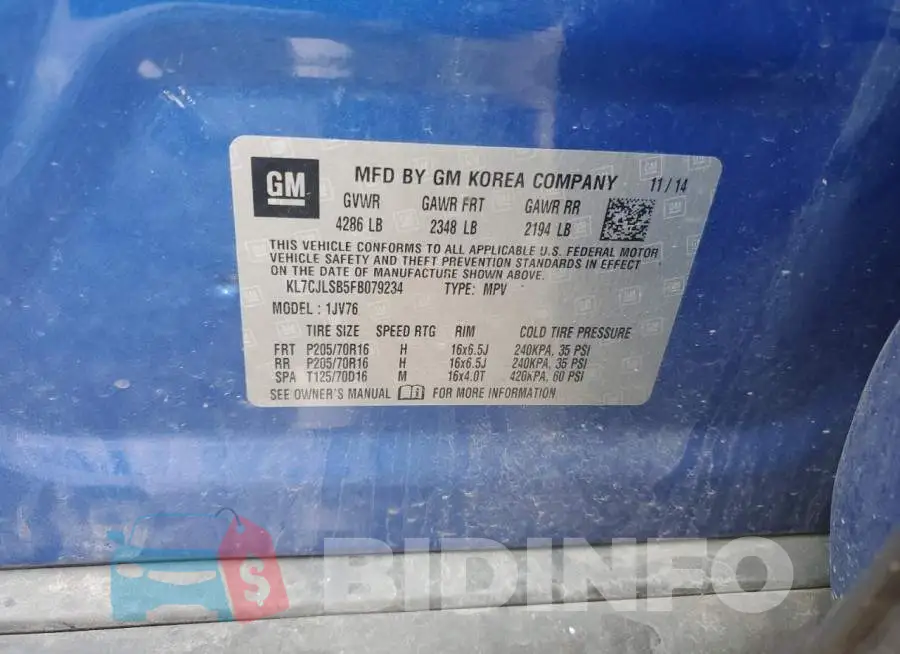 KL7CJLSB5FB079234 Photo# 13
