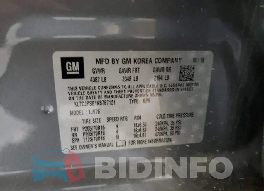 KL7CJPSB1KB767121 Photo# 13