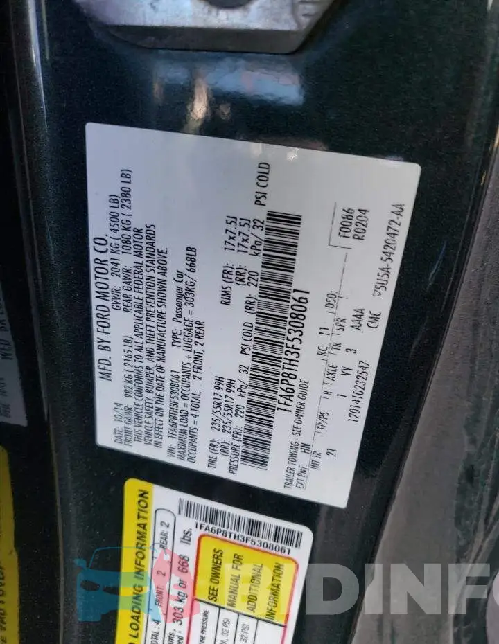 1FA6P8TH3F5308061 Photo# 12