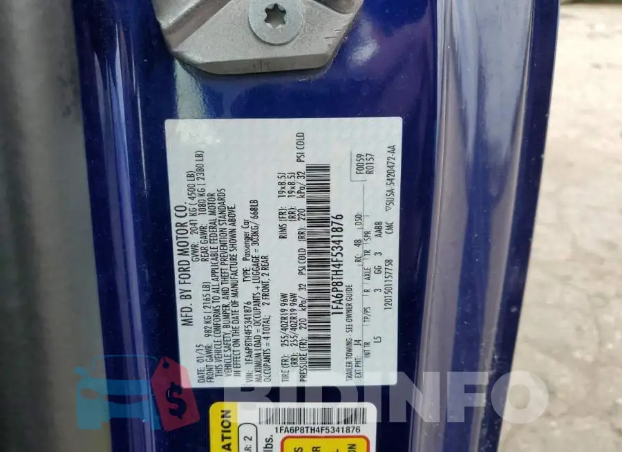 1FA6P8TH4F5341876 Photo# 12