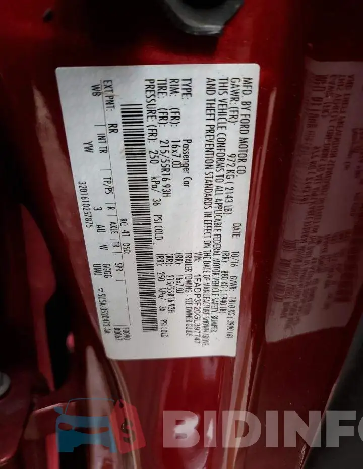 1FADP3F20GL397747 Photo# 12