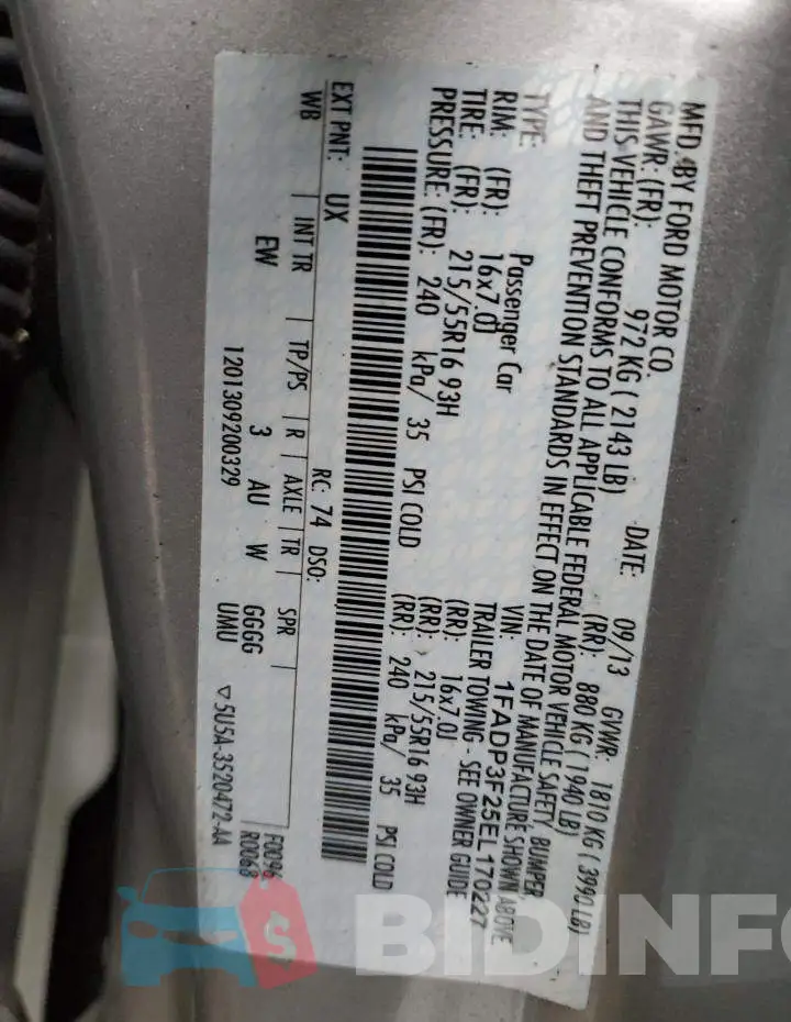 1FADP3F25EL170227 Photo# 13