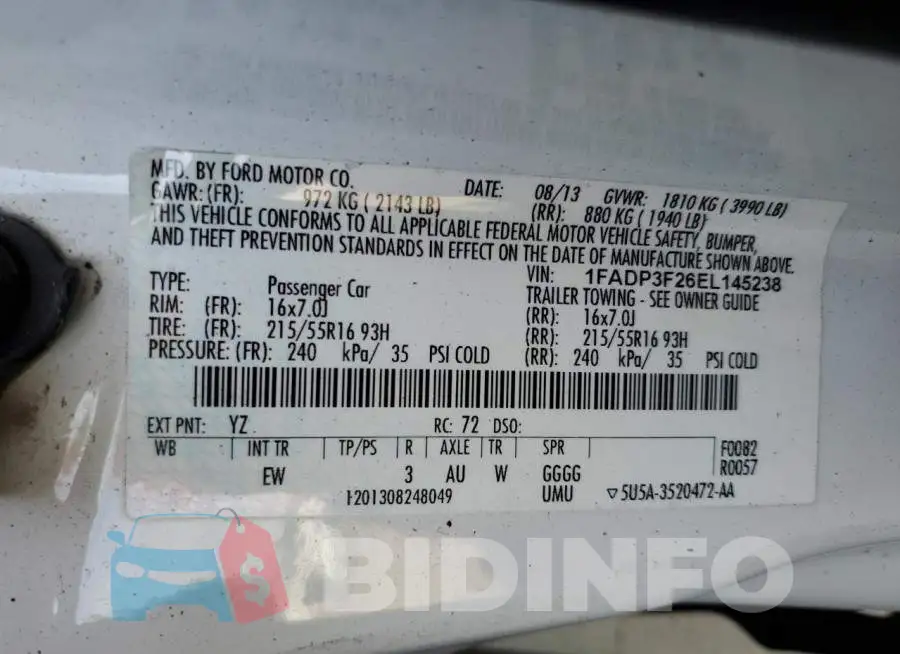 1FADP3F26EL145238 Photo# 12