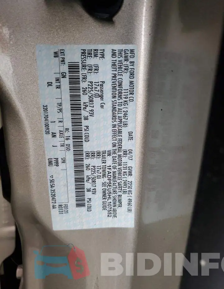 1FADP5EU5HL107552 Photo# 12
