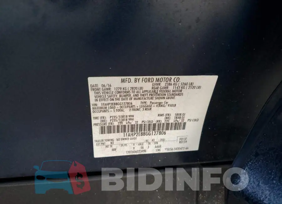 1FAHP2E88GG127806 Photo# 12