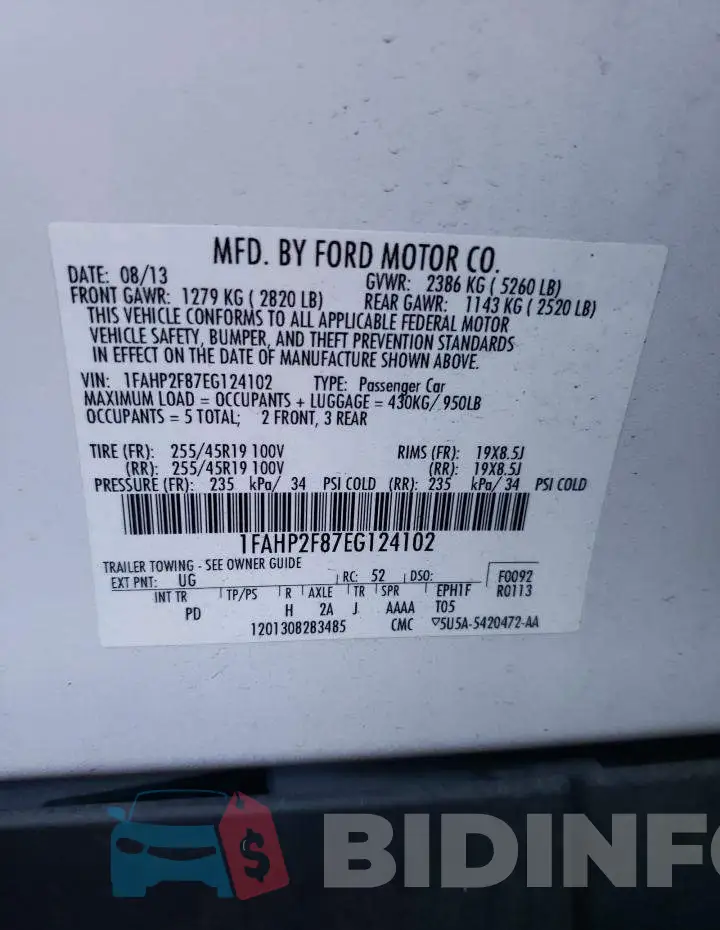 1FAHP2F87EG124102 Photo# 12
