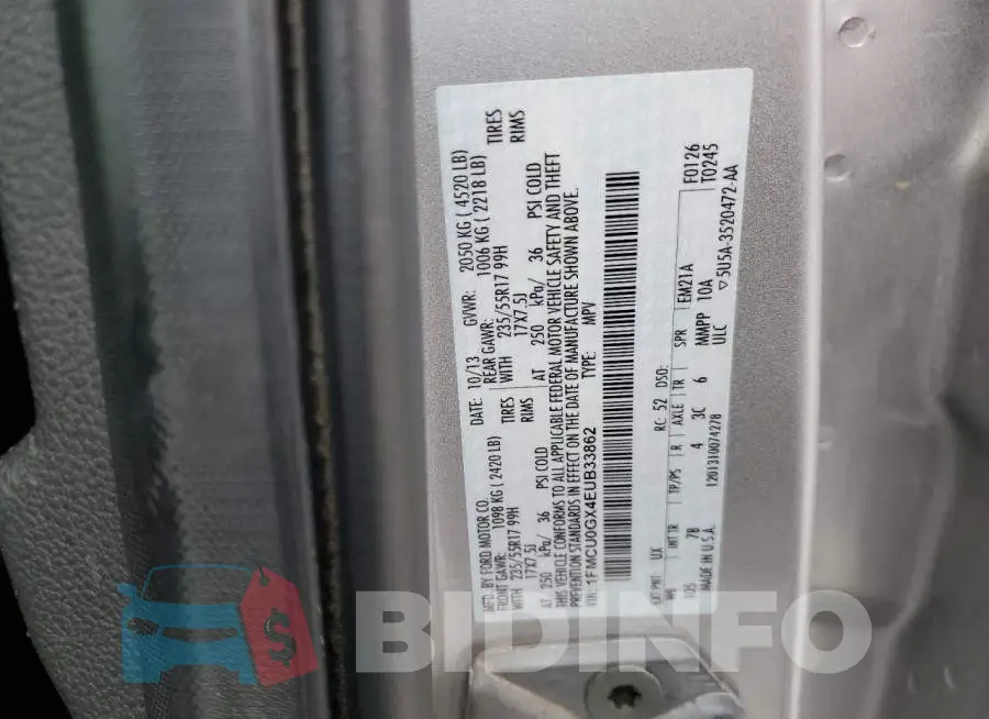 1FMCU0GX4EUB33862 Photo# 12