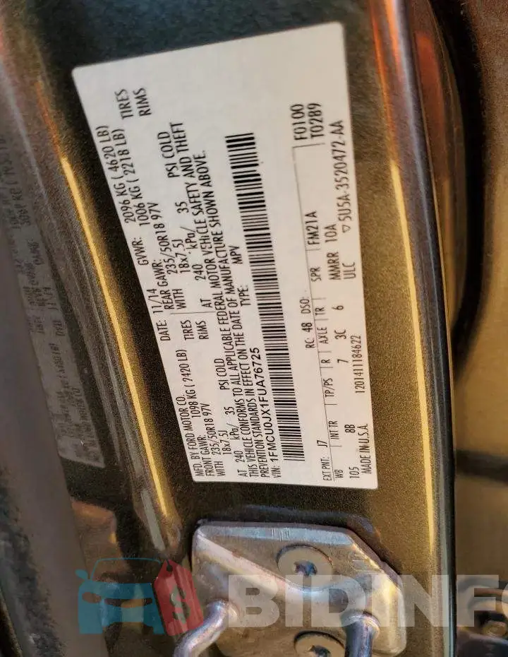 1FMCU0JX1FUA76725 Photo# 13