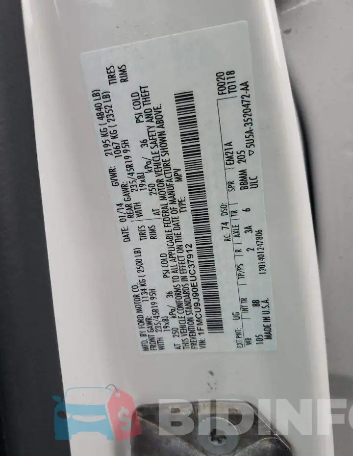 1FMCU9J90EUC37912 Photo# 13