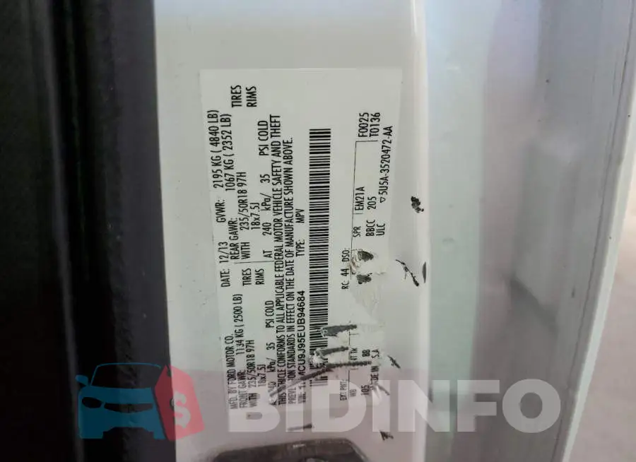 1FMCU9J95EUB94684 Photo# 13