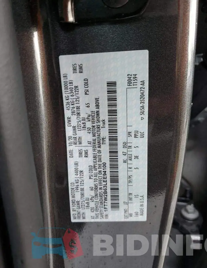 1FT7W2B63LEE94100 Photo# 12