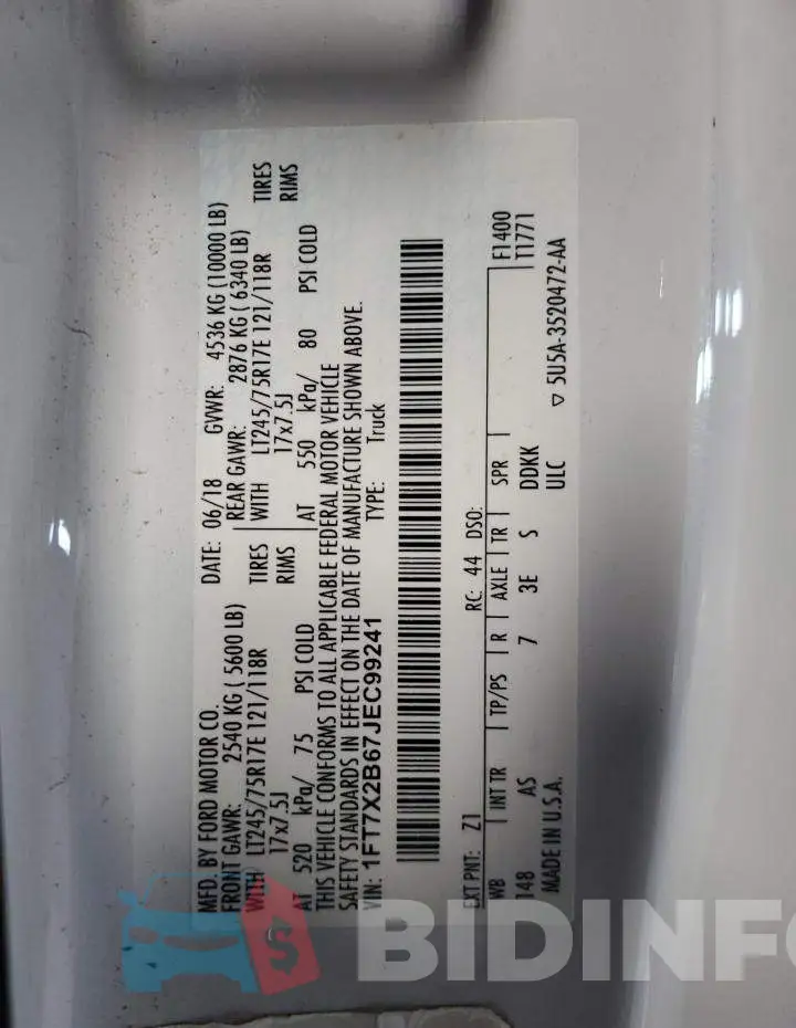 1FT7X2B67JEC99241 Photo# 12