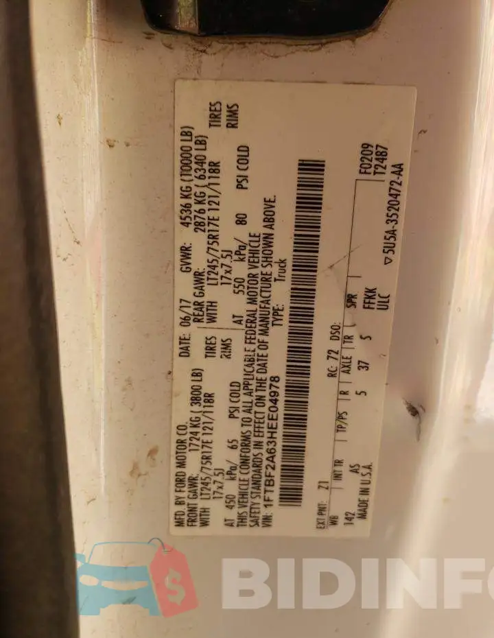 1FTBF2A63HEE04978 Photo# 12