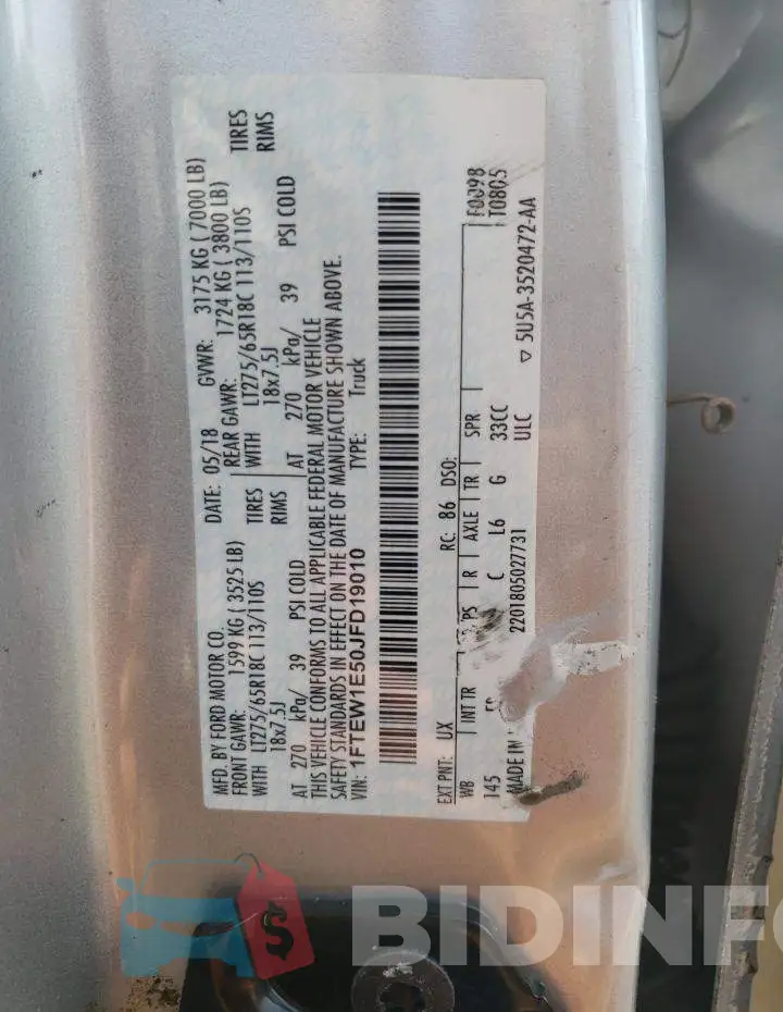 1FTEW1E50JFD19010 Photo# 12