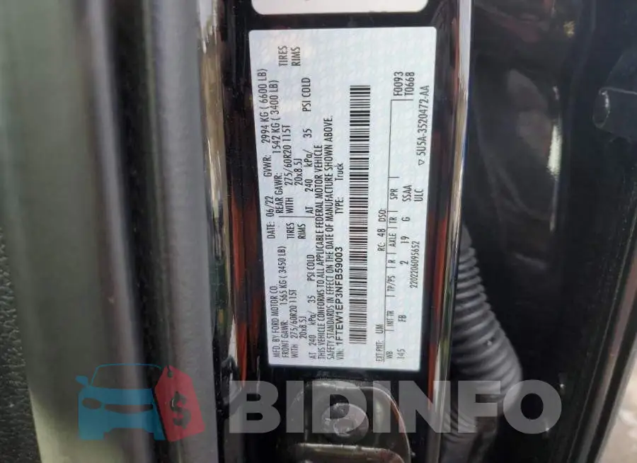 1FTEW1EP3NFB59003 Photo# 12