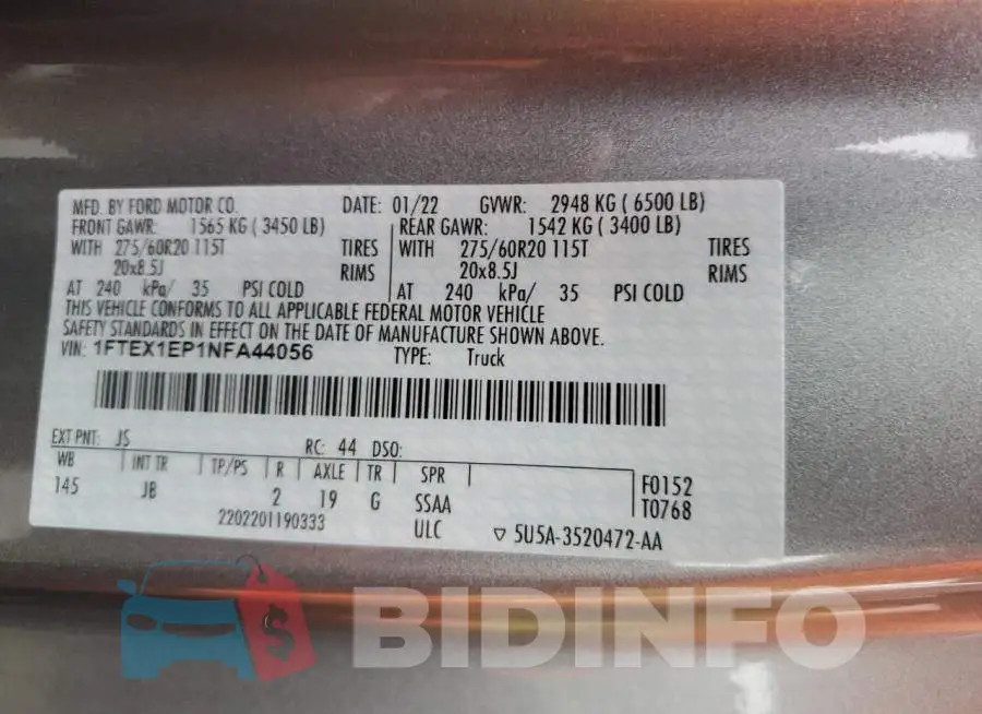 1FTEX1EP1NFA44056 Photo# 12
