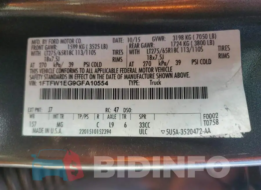 1FTFW1EG9GFA10554 Photo# 12