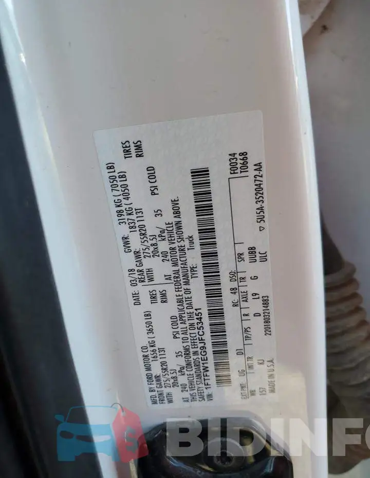 1FTFW1EG9JFC53451 Photo# 12