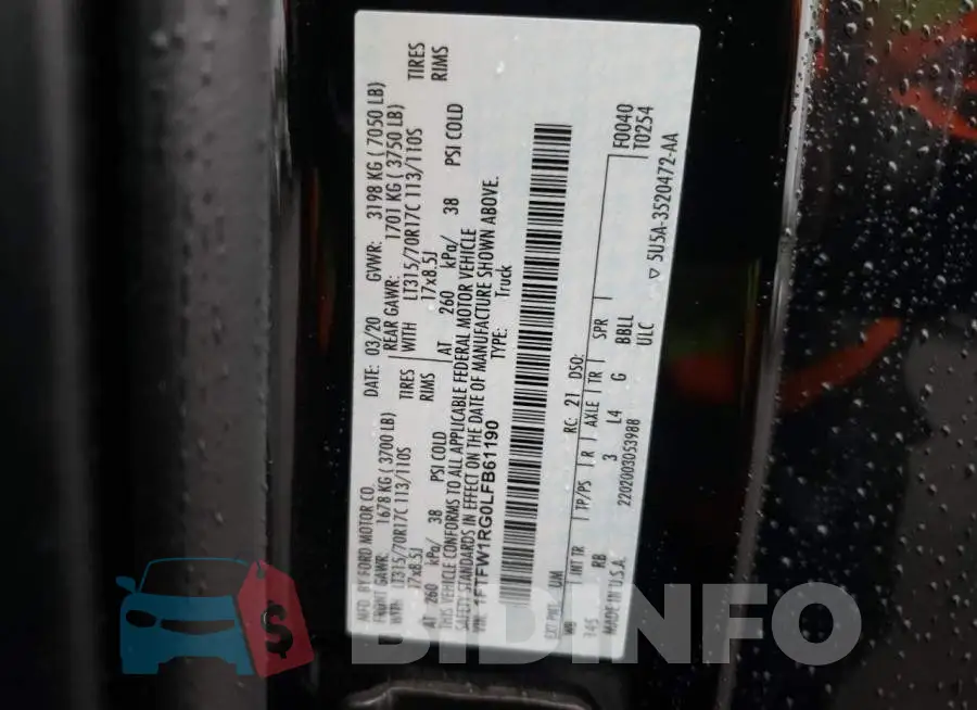 1FTFW1RG0LFB61190 Photo# 12