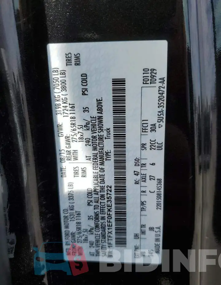 1FTFX1EF0FKE35722 Photo# 12