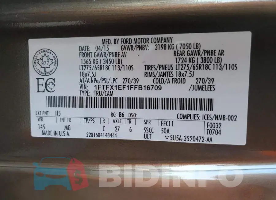 1FTFX1EF1FFB16709 Photo# 12