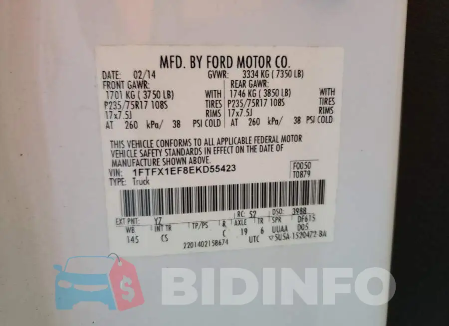 1FTFX1EF8EKD55423 Photo# 12