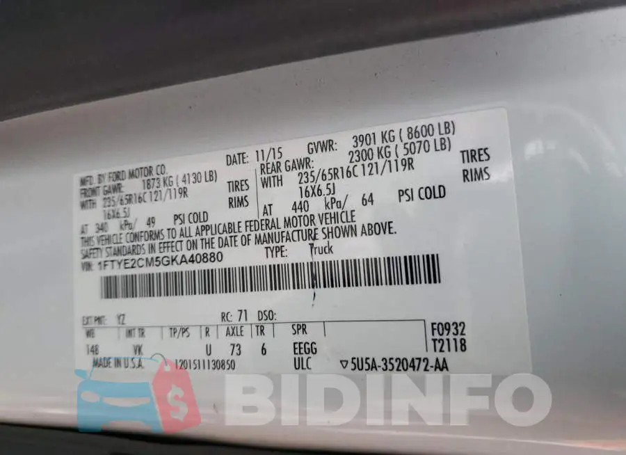 1FTYE2CM5GKA40880 Photo# 13